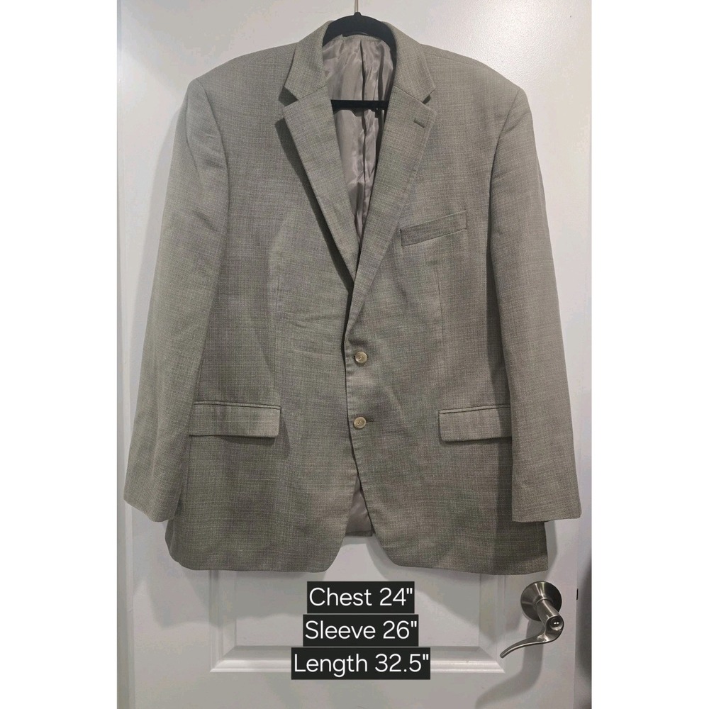 Ralph Lauren LRL Sport Coat Mens 48R Gray Plaid Windowpane Silk Wool Suit Jacket